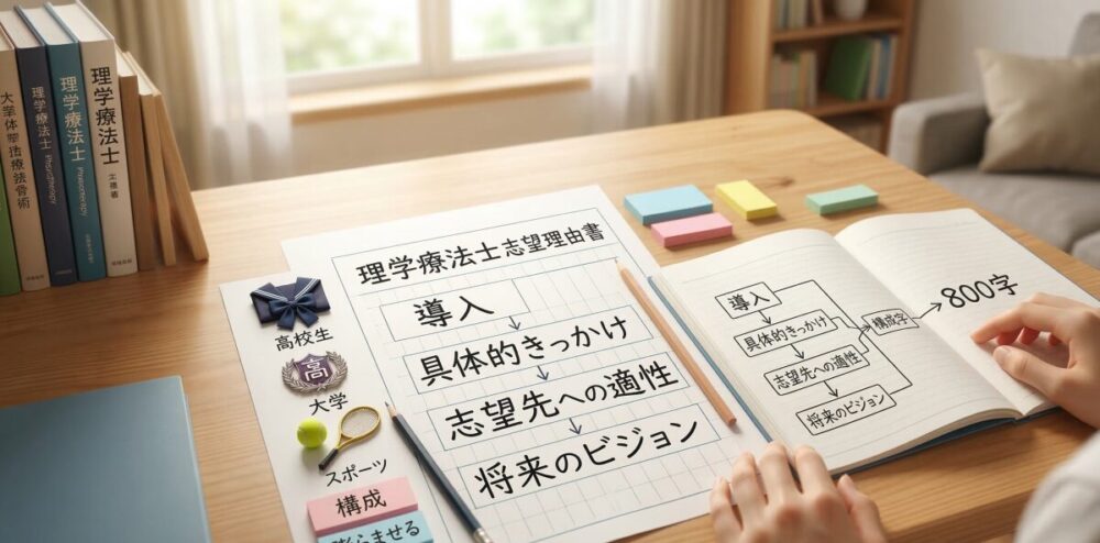 理学療法士の志望理由書を800字で作成する際に役立つ例文と注意点