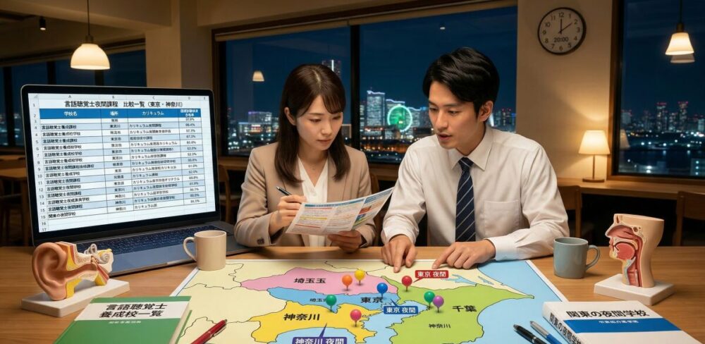 言語聴覚士の夜間課程を東京・神奈川など地域別に比較した学校一覧